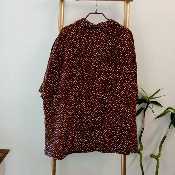 Brown Satin Oversized Plus Shirt - Picture 5 of 13